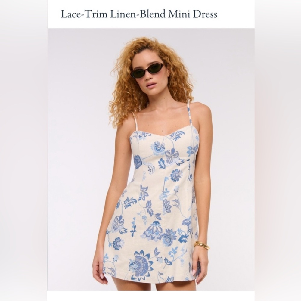 Abercrombie Lace Trim Linen Blend Mini Dress